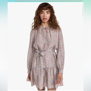 Rebecca Taylor violet fleur belted silk dress